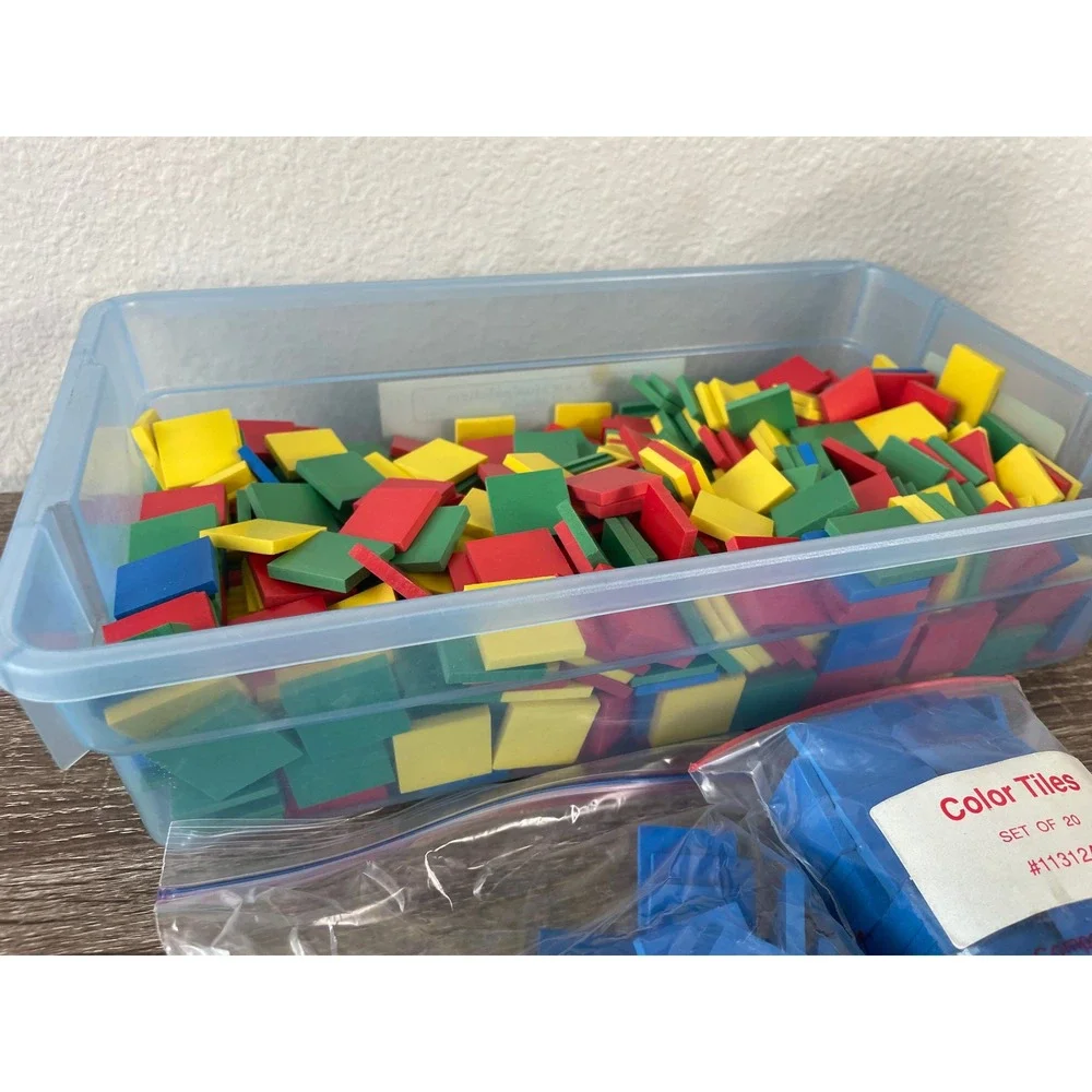 Vintage Harcourt Brace Math Manipulatives Attrilinks Color Tiles Learning Kit